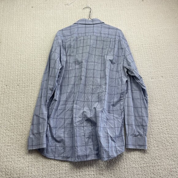Hugo Boss Dress Shirt Mens 16 1/2 Button Down Preppy Slim Baby Blue Gingham - Picture 9 of 11